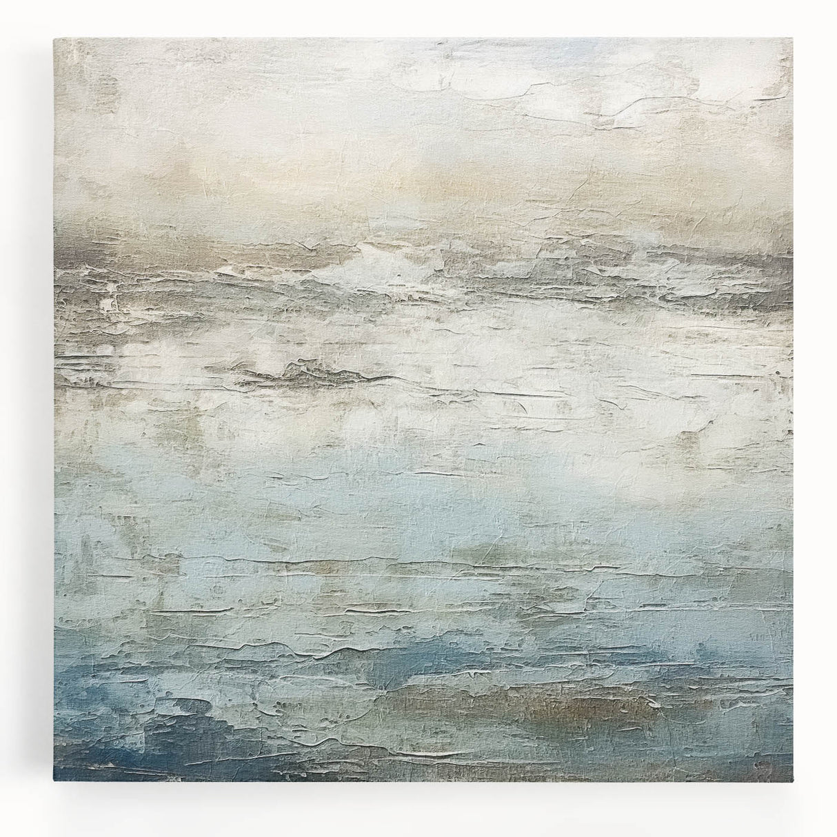 Abstract landscape wall art on stretched canvas showcasing vibrant colors and fluid shapes, perfect for modern home decor or gallery displays.