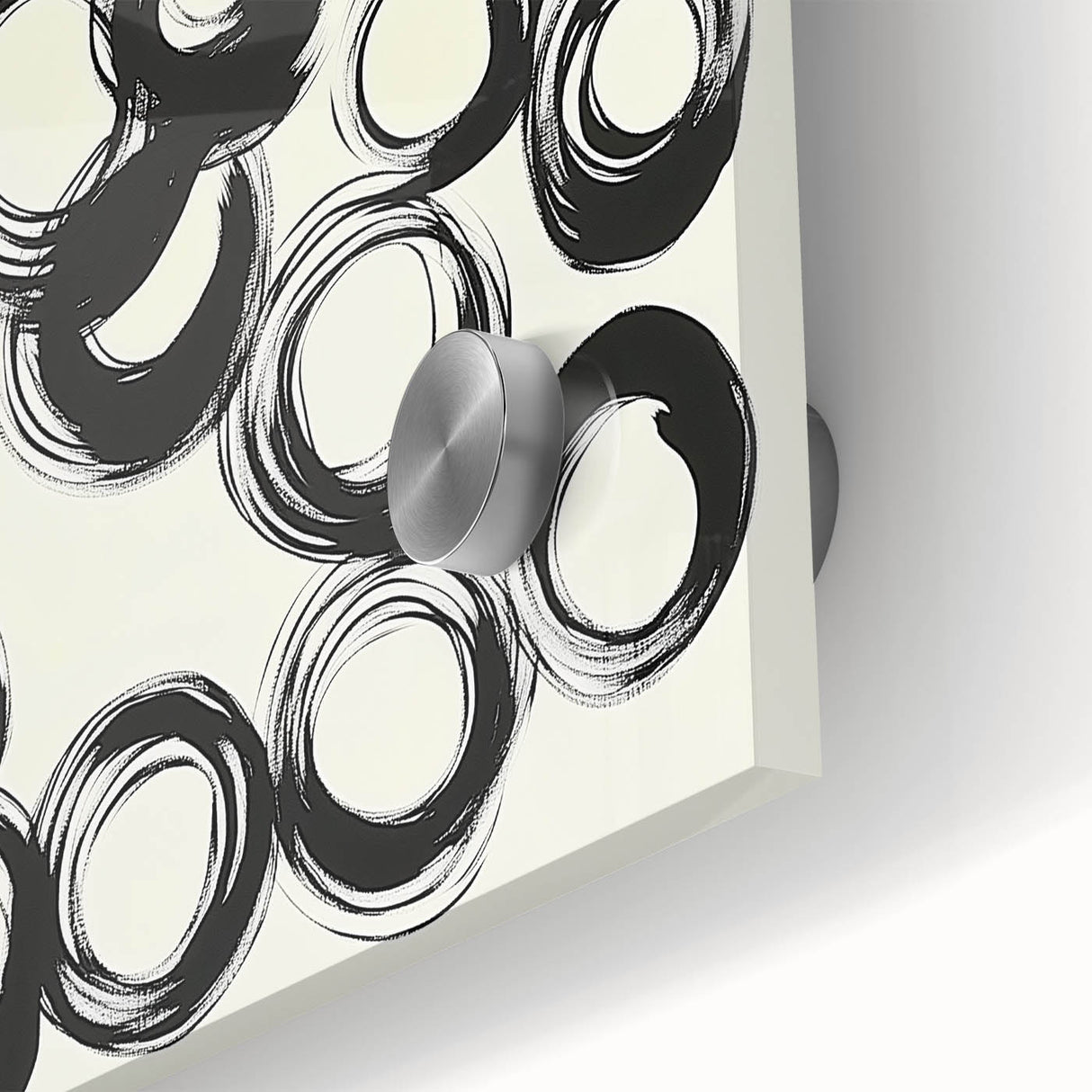Abstract Art Prints – Rhythmic Ink Circles on Neutral Canvas