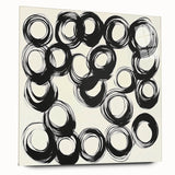 Abstract Art Prints – Rhythmic Ink Circles on Neutral Canvas