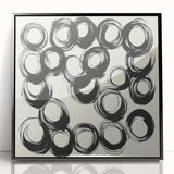Abstract Art Prints – Rhythmic Ink Circles on Neutral Canvas
