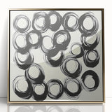 Abstract Art Prints – Rhythmic Ink Circles on Neutral Canvas