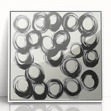 Abstract Art Prints – Rhythmic Ink Circles on Neutral Canvas