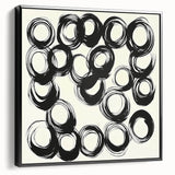 Abstract Art Prints – Rhythmic Ink Circles on Neutral Canvas