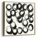 Abstract Art Prints – Rhythmic Ink Circles on Neutral Canvas