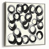Abstract Art Prints – Rhythmic Ink Circles on Neutral Canvas