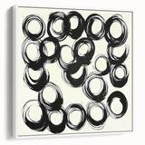 Abstract Art Prints – Rhythmic Ink Circles on Neutral Canvas