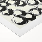 Abstract Art Prints – Rhythmic Ink Circles on Neutral Canvas