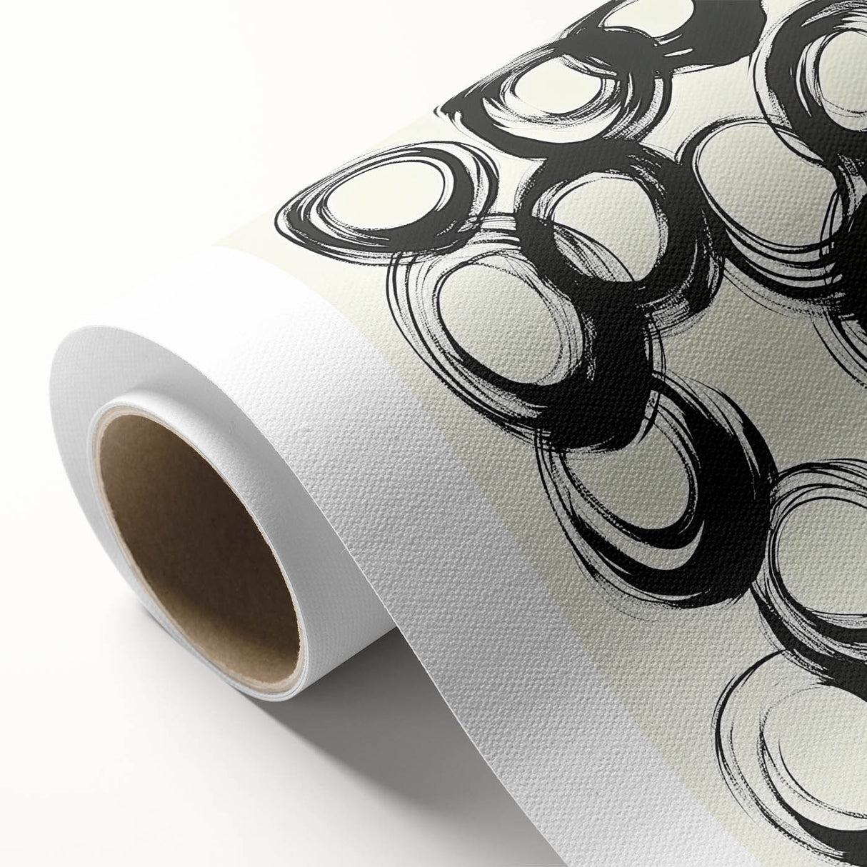 Abstract Art Prints – Rhythmic Ink Circles on Neutral Canvas