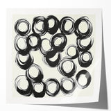 Abstract Art Prints – Rhythmic Ink Circles on Neutral Canvas