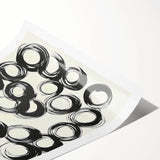 Abstract Art Prints – Rhythmic Ink Circles on Neutral Canvas