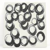 Abstract Art Prints – Rhythmic Ink Circles on Neutral Canvas
