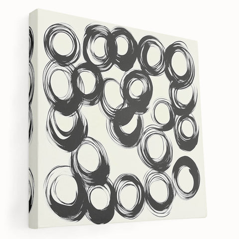 Abstract Art Prints – Rhythmic Ink Circles on Neutral Canvas