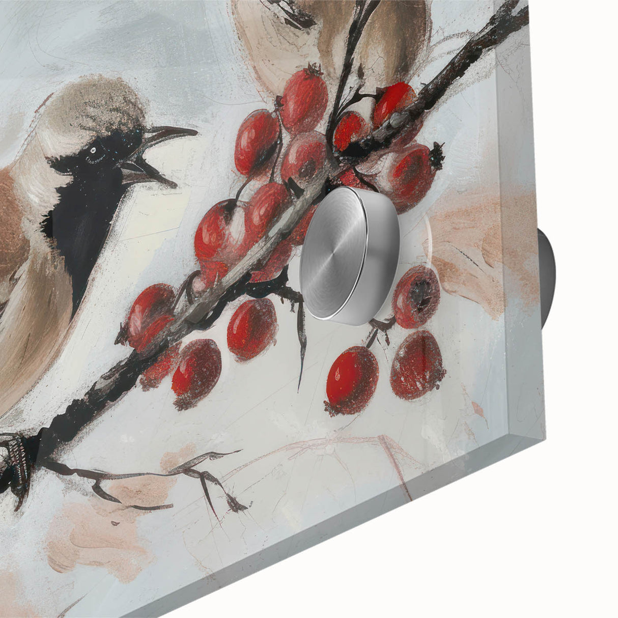 Close-up of an intricate acrylic glass artwork depicting colorful animals, showcasing vivid details and textures that enhance its vibrant design. Ideal for modern home decor.