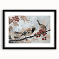 Black-framed animal artwork featuring a vibrant design of various wildlife, elegantly matted to enhance the visual appeal, ideal for home decor.