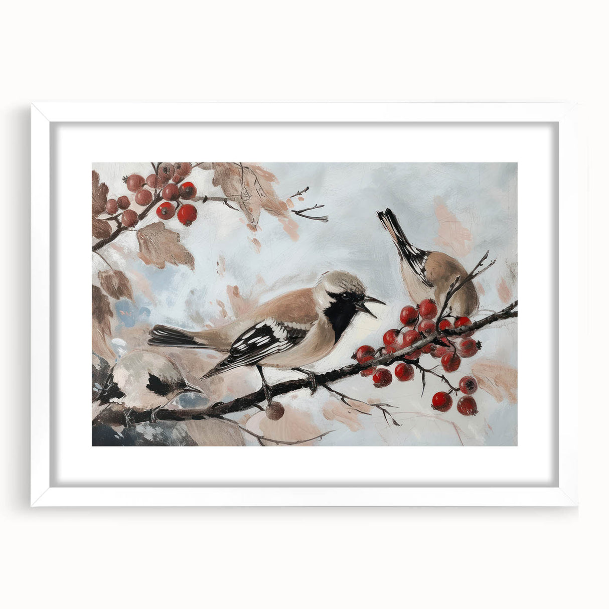 Framed artwork featuring a playful animal design, showcasing vibrant colors and intricate details, set against a white mat background, ideal for children's decor.