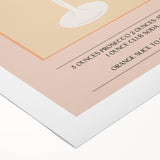 Art deco poster featuring stylized food and drink motifs in bold black and gold, printed on rolled canvas.