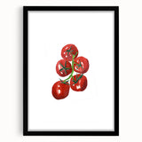 Extra large abstract art print featuring vibrant, colorful fruits on textured canvas, framed in black.