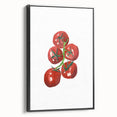 Black and white vintage poster art featuring a landscape of various fruits, framed canvas ideal for bedroom decor.
