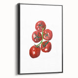 Black and white vintage poster art featuring a landscape of various fruits, framed canvas ideal for bedroom decor.