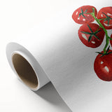 Art deco poster featuring an array of colorful fruits on a rolled canvas, ideal for nursery wall art.