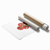 Extra large rolled print featuring an array of fruits in vibrant colors, ideal for classy bathroom wall art.