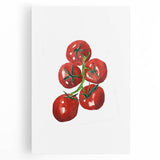 Large black and white canvas featuring an assortment of fruits, ideal for kitchen wall art.