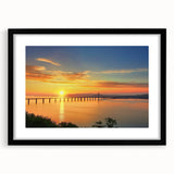 Black landscape bridge frame with mat, showcasing a sleek front view, ideal for displaying artwork or photographs in a modern setting. Perfect for home decor.