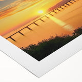 Landscape canvas print showcasing a vibrant bridge scene with lush greenery and a serene river, rolled and ready for display, ideal for home decor enthusiasts.