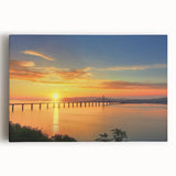 Stretched canvas artwork depicting a serene landscape bridge scene, showcasing vibrant colors and intricate details. Ideal for nature lovers and home decor enthusiasts.