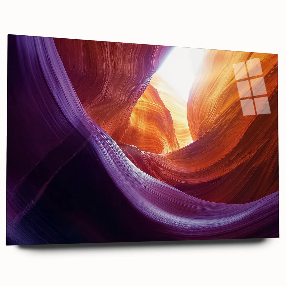 Acrylic wall art depicting stunning canyons in vibrant colors, showcasing intricate details and textures, ideal for modern home decor. Perfect for adding a touch of nature to any living space.