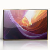 Framed acrylic artwork featuring a stunning landscape of canyons, highlighted with golden accents, perfect for modern home decor. Ideal for adding elegance to any room.