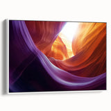 Framed canvas artwork depicting a stunning landscape of canyons in vibrant colors, showcasing intricate details and textures, ideal for enhancing home decor with natural beauty.