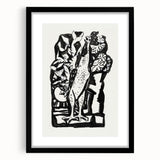 Modern Wall Art - Bold Black & White Crowing Rooster - Art Print