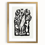 Modern Wall Art - Bold Black & White Crowing Rooster - Art Print