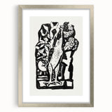 Modern Wall Art - Bold Black & White Crowing Rooster - Art Print