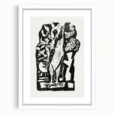 Modern Wall Art - Bold Black & White Crowing Rooster - Art Print