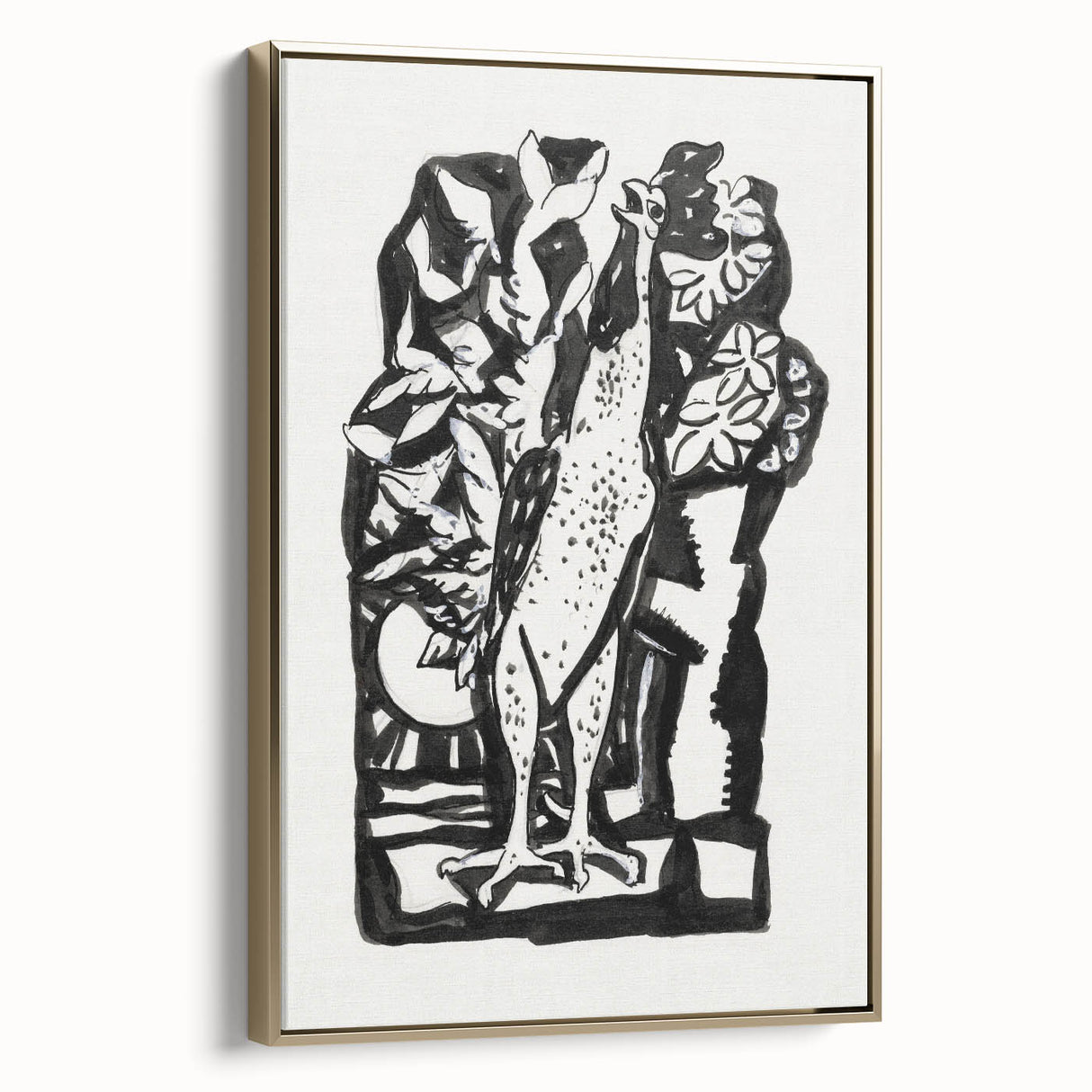 Modern Wall Art - Bold Black & White Crowing Rooster - Art Print