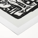 Modern Wall Art - Bold Black & White Crowing Rooster - Art Print