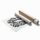 Modern Wall Art - Bold Black & White Crowing Rooster - Art Print