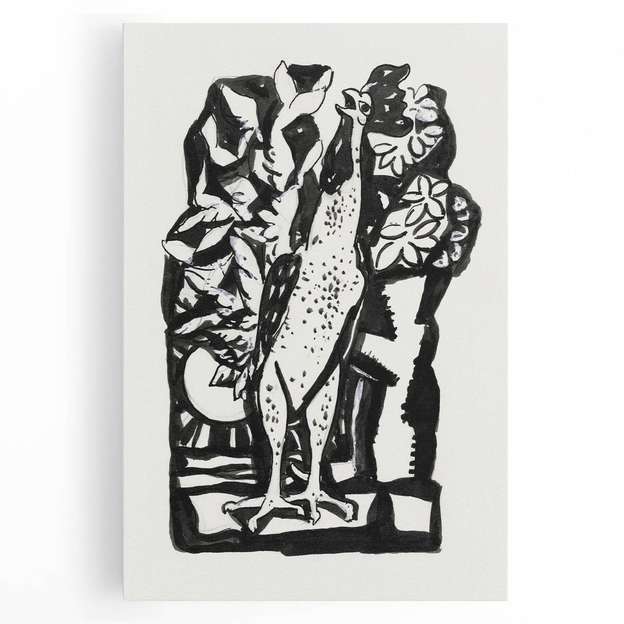 Modern Wall Art - Bold Black & White Crowing Rooster - Art Print