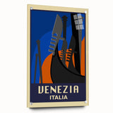 Retro Venice Travel Poster - Vintage Italy Gondola Wall Art