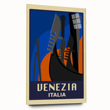 Retro Venice Travel Poster - Vintage Italy Gondola Wall Art
