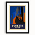 Retro Venice Travel Poster - Vintage Italy Gondola Wall Art