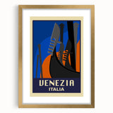 Retro Venice Travel Poster - Vintage Italy Gondola Wall Art