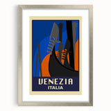 Retro Venice Travel Poster - Vintage Italy Gondola Wall Art