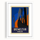Retro Venice Travel Poster - Vintage Italy Gondola Wall Art