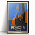 Retro Venice Travel Poster - Vintage Italy Gondola Wall Art