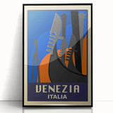Retro Venice Travel Poster - Vintage Italy Gondola Wall Art