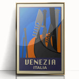Retro Venice Travel Poster - Vintage Italy Gondola Wall Art