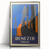 Retro Venice Travel Poster - Vintage Italy Gondola Wall Art